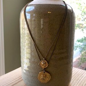 Layered gold coin necklaces